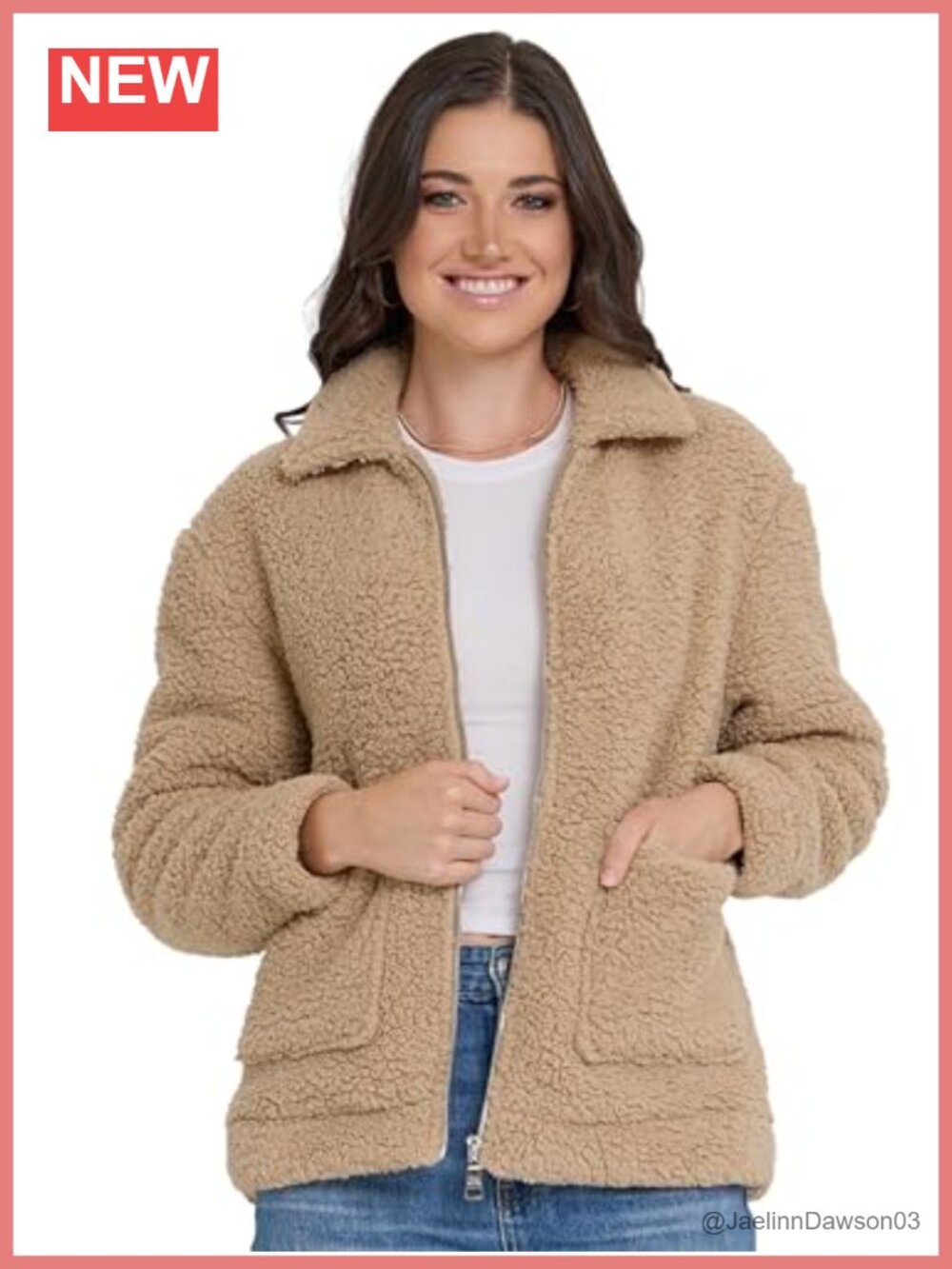 Sherpa faux fur oversized coat, long sleeve zip-up